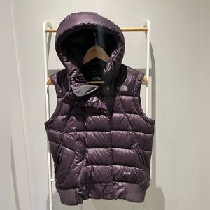 The North Face sleeveless puffer jacket purple M
